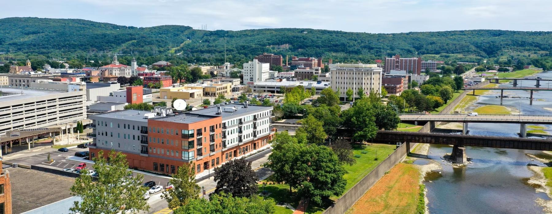 a city with a river running through it